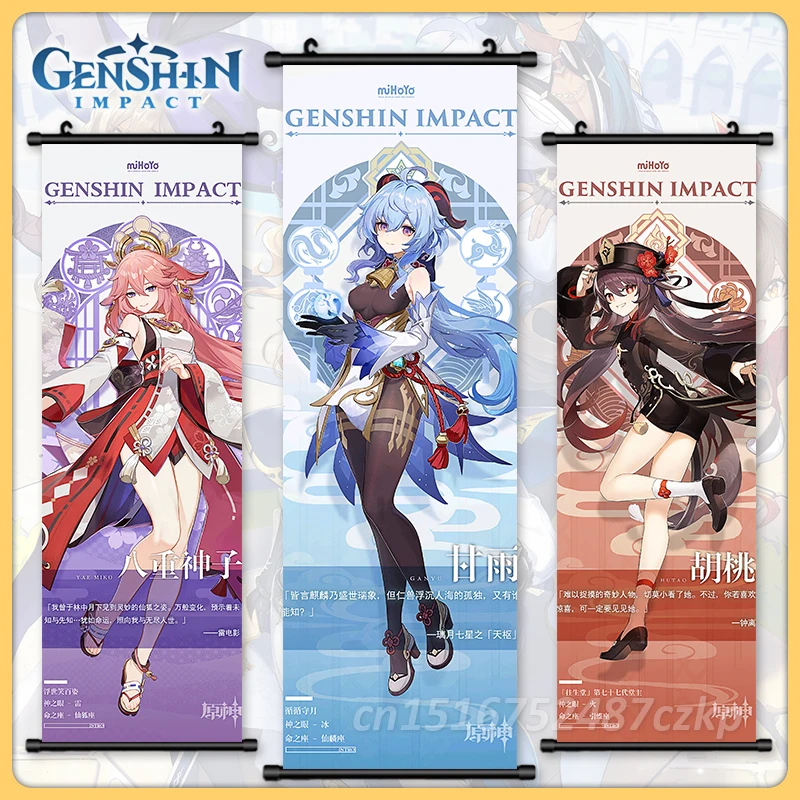 Print Genshin Impact Game Canvas Picture Beidou Home Decor Tighnari Wall Artwork Kamisato Ayaka Painting Hanging Scrolls Poster