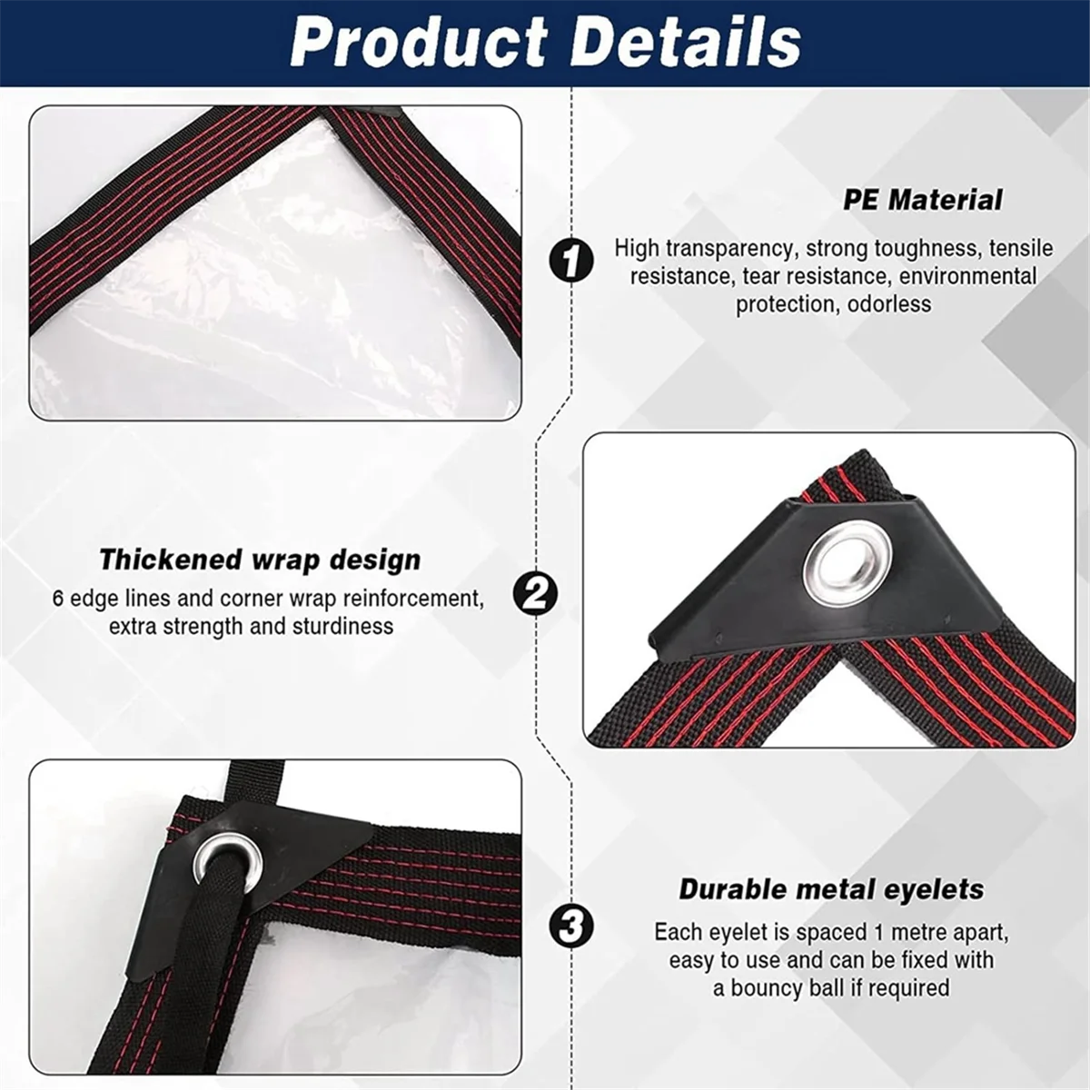 ABKO-Tarp مقاوم للماء - أقمشة شفافة شديدة التحمل، غطاء شفاف خارجي 2 × 3 م