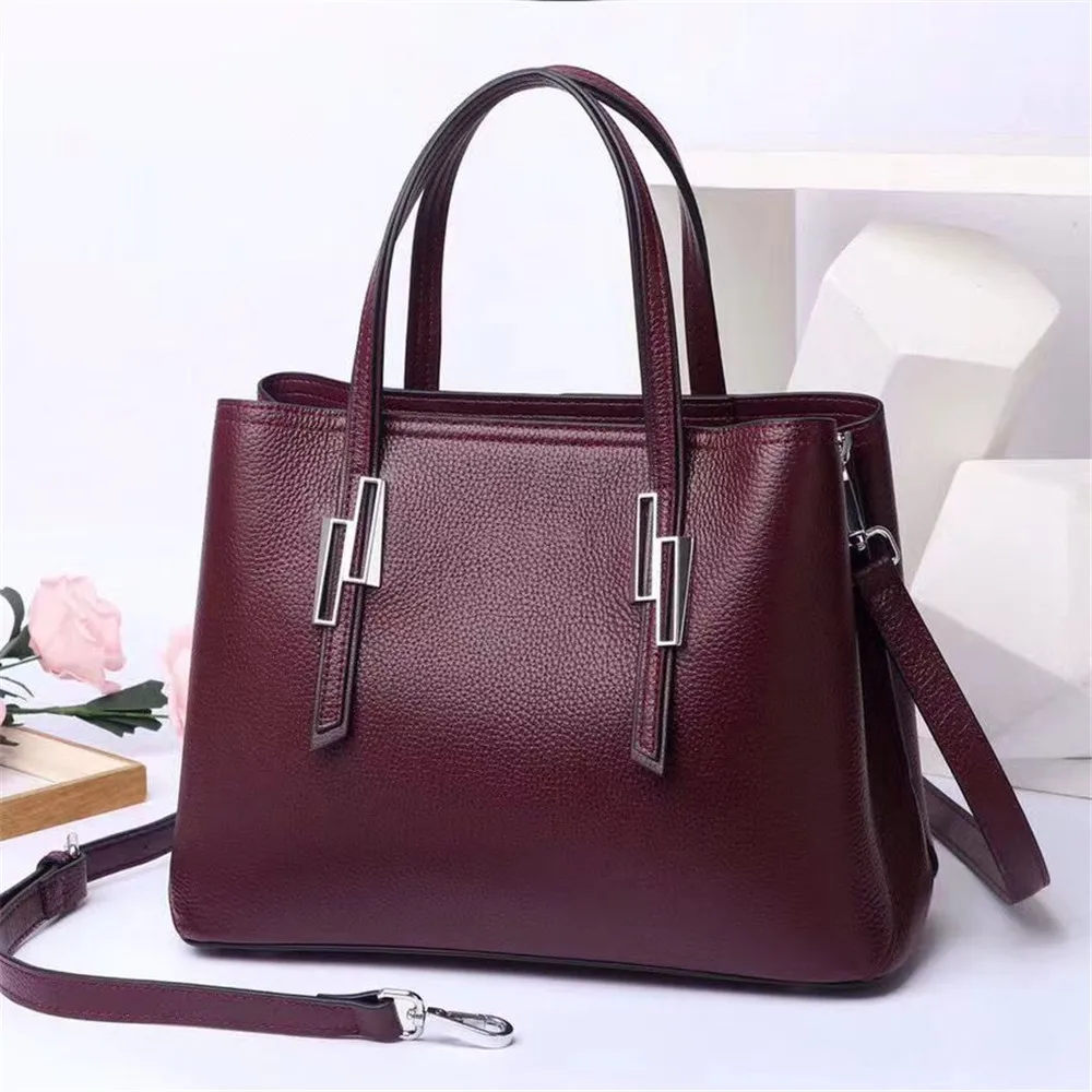 

Large Capacity Genuine Leather Handbag Woman Big Ladies Cow Leather Tote Bag Fashion Shoulder or Crossbody Bags