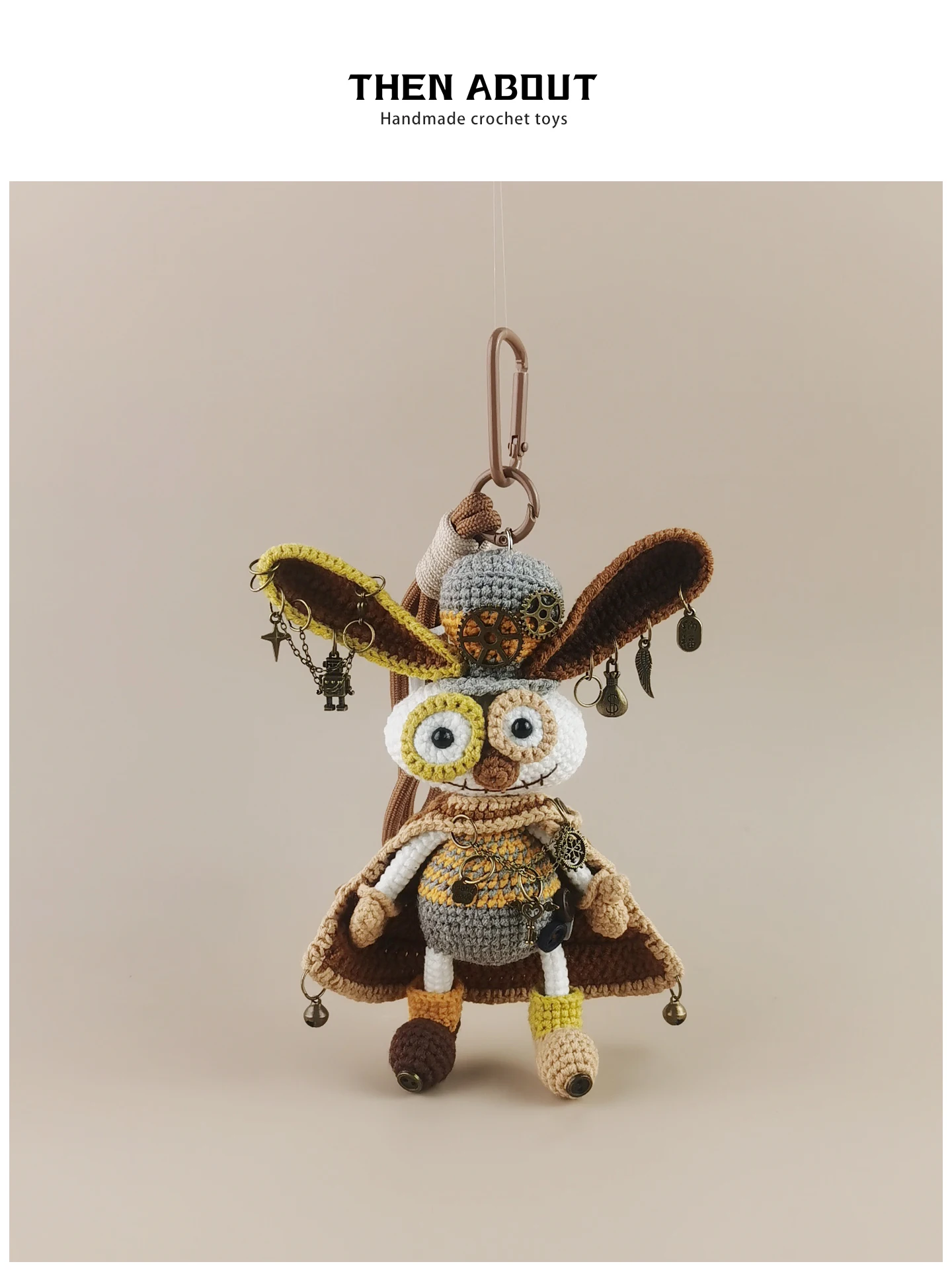 Elegant Heavy Industry Doll Bag Charm Keychain Backpack School Bag Pendant Gift Animal Pattern Hanging Buckle Style