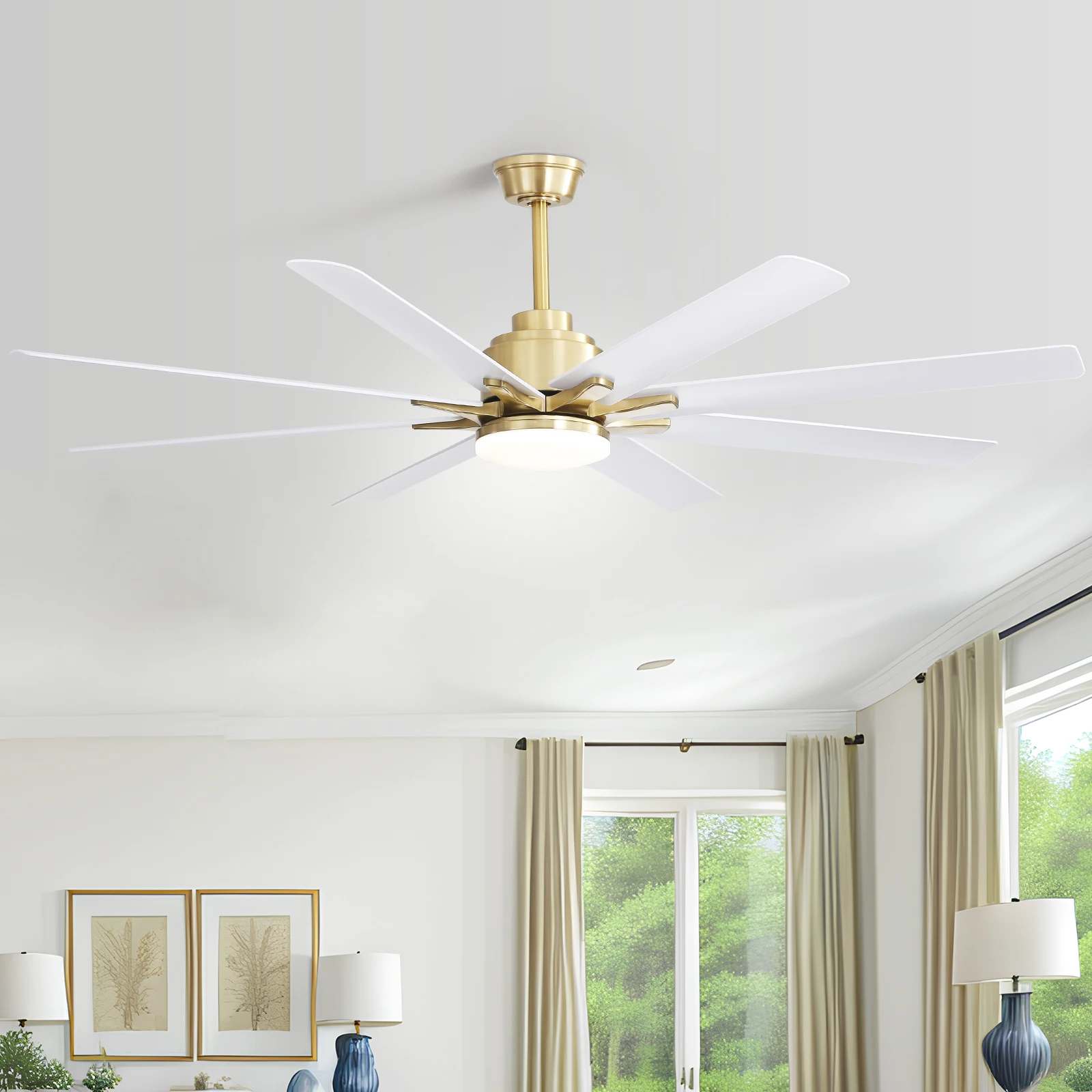 Sofucor Modern 66-inch Ceiling fan with LED DC  with remote control for Living room Bedroom