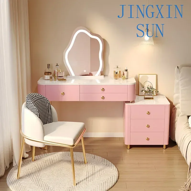 Princess Girl Dressing Table Vanity Organizer Luxury Nordic Dressing Table Led Light Jewelry Mesa De Maquillaje Trendy Furniture