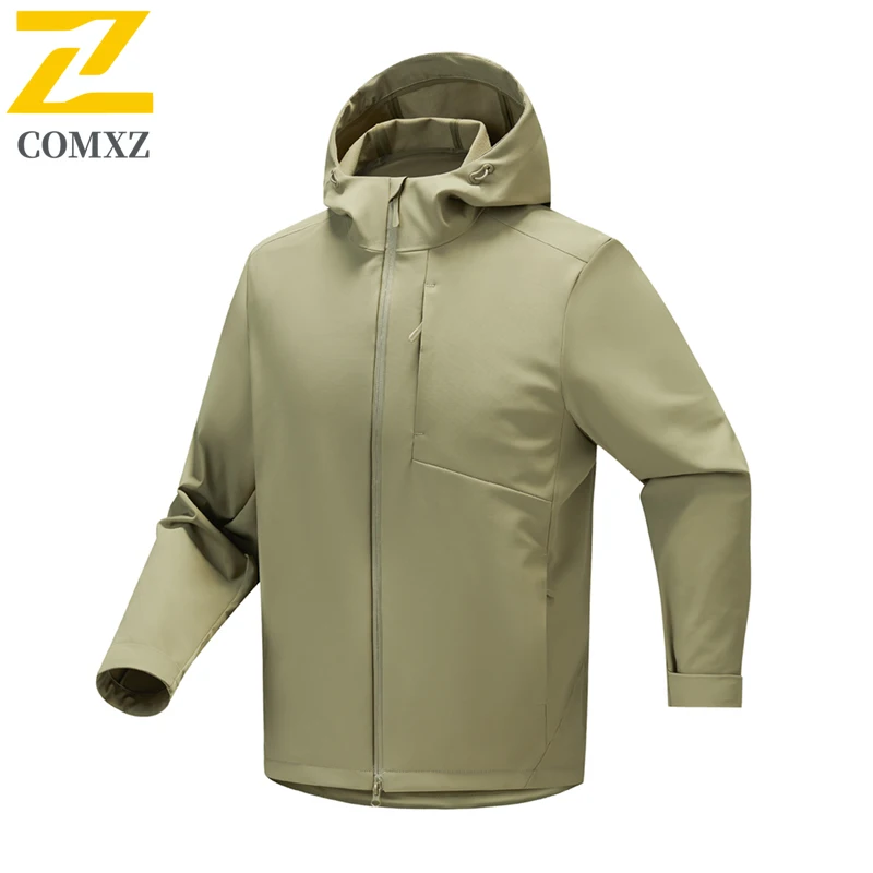

COMXZ Softshell куртка мужская 2025 уличная альпинистская ветрозащитная куртка мужская мода с капюшоном легкое весенне-осеннее пальто