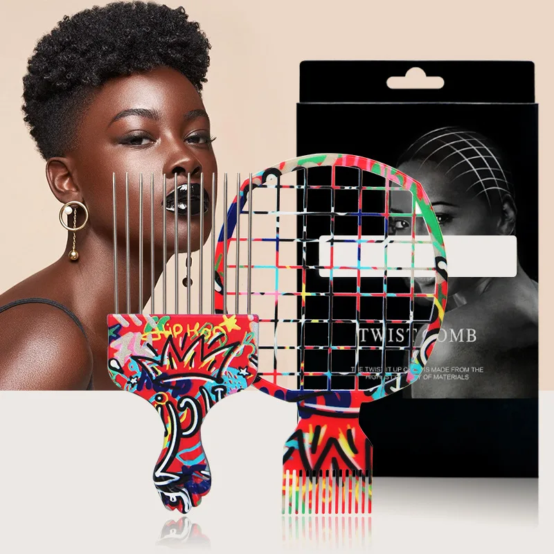 Twist Combs Curl Sponge Set Mesh Metal Styling Modular  Hair Brush Pick and Twist Comb for Negro Men and Women