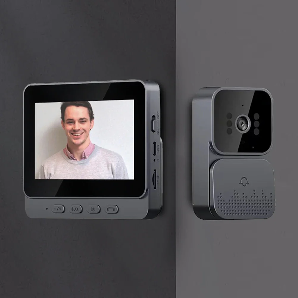 1080P WiFi Video Doorbell Video Intercom Wireless Door Bell IR Night Vision 4.3inch IPS Screen 2-ways 2.4G for Villa Home Office