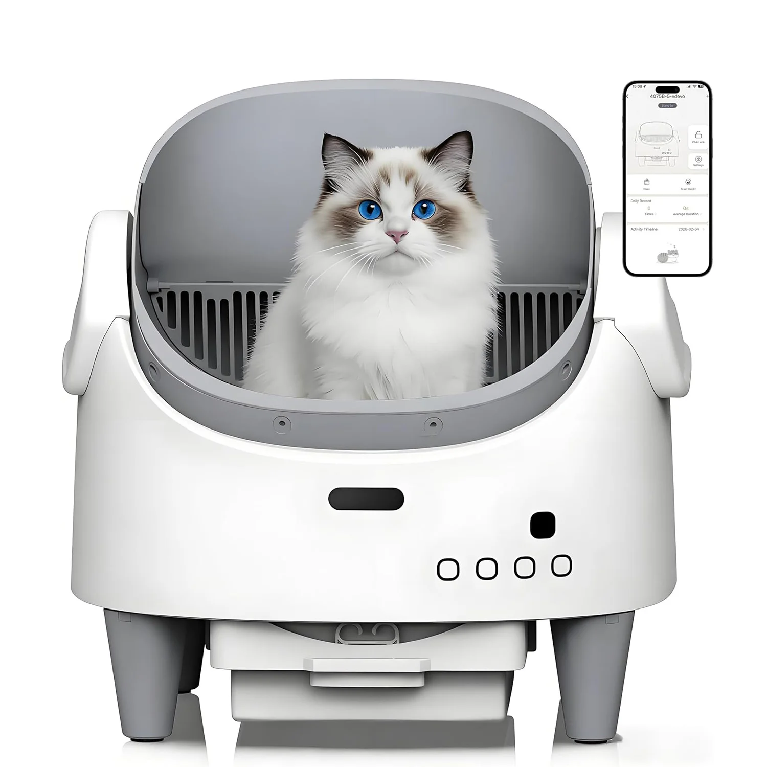 Slimme Automatische Kattenbak 8L Zelfreinigende Kattentoilet App-besturing Anti-knijp Geurverwijdering Elektrische Kattenbak