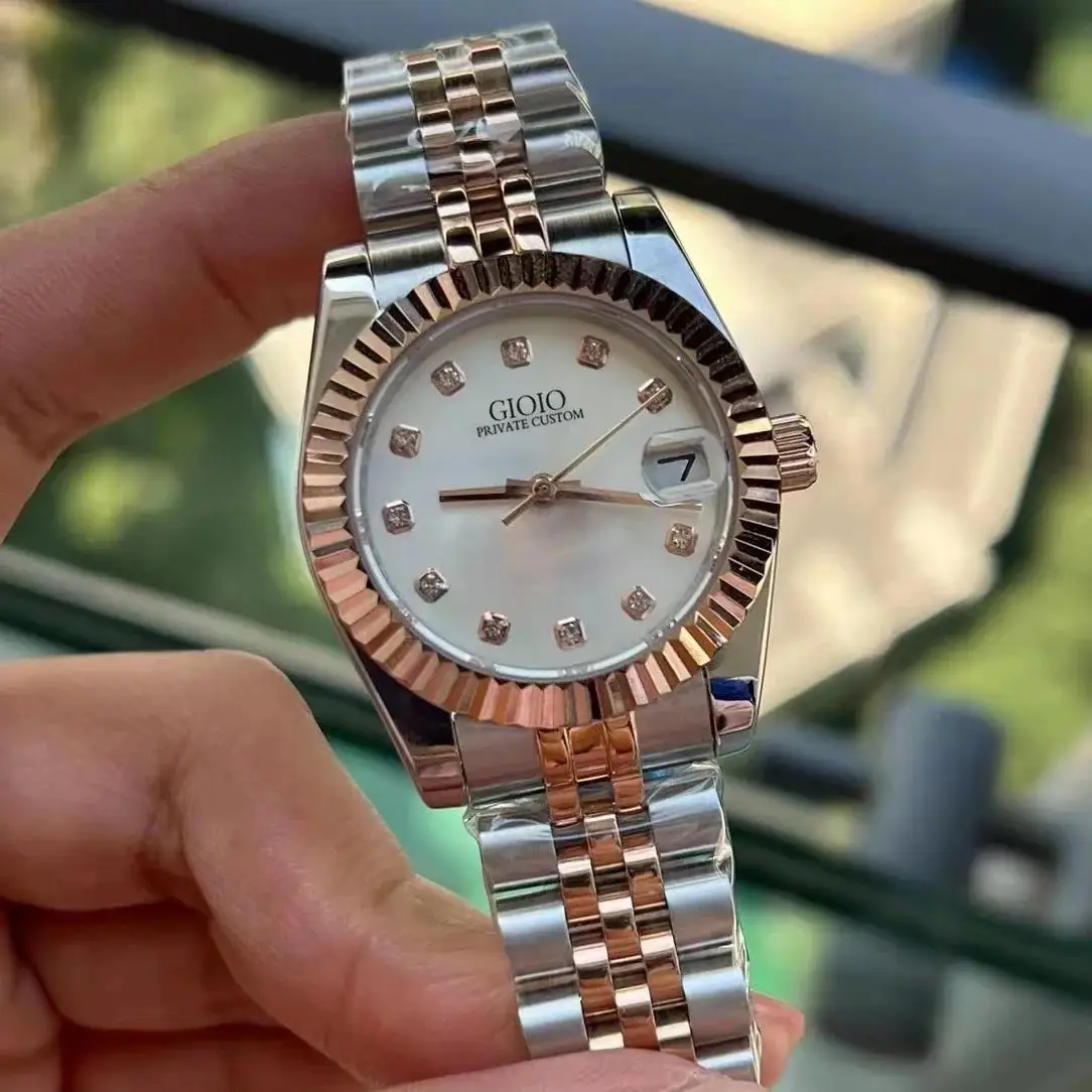 Reloj Automático de lujo para hombre, relojes mecánicos, calendario de acero inoxidable, plata, oro rosa, negro, verde, reloj de pulsera Roma de 31mm