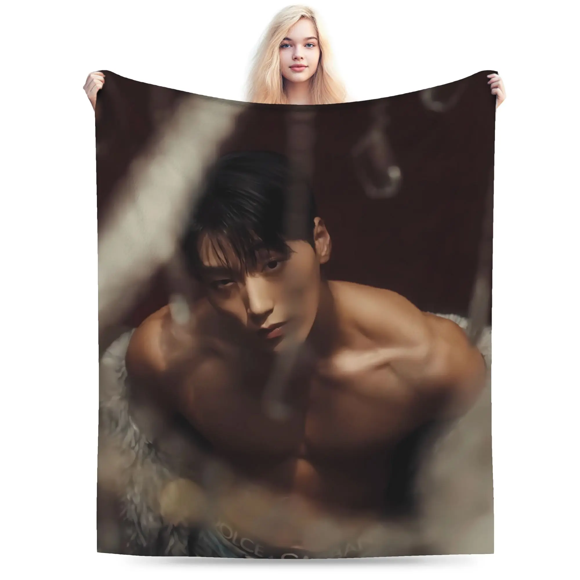 Choi San Bad Ateezs  Warm Comfy Blanket For Living Room  Funny Throw Blanket Autumn Plane Travel Flannel Bedspread