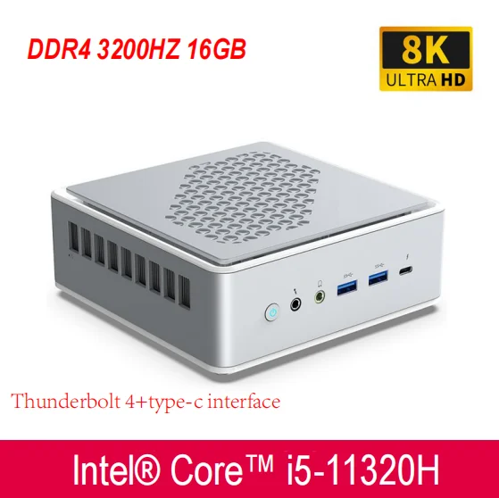 High-End Mini PC i5-11320H NVMe SSD and DDR4 3200HZ 16GB Support Thunderbolt 4 Charging Protocol 8K Video Output Gaming Pc