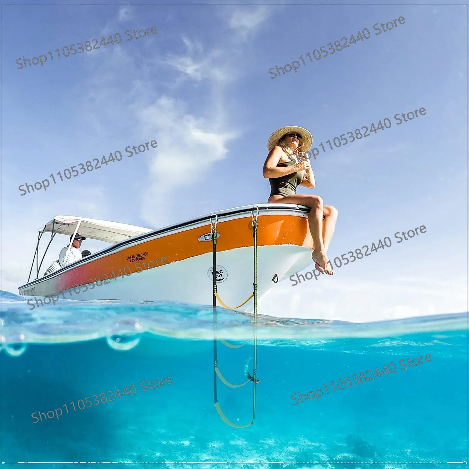 Marine Rope Ladder for Inflatable Boat Dinghy, Foldable Boarding Ladder Steps, Hanging Side Entry Rope for Kayak Canoe