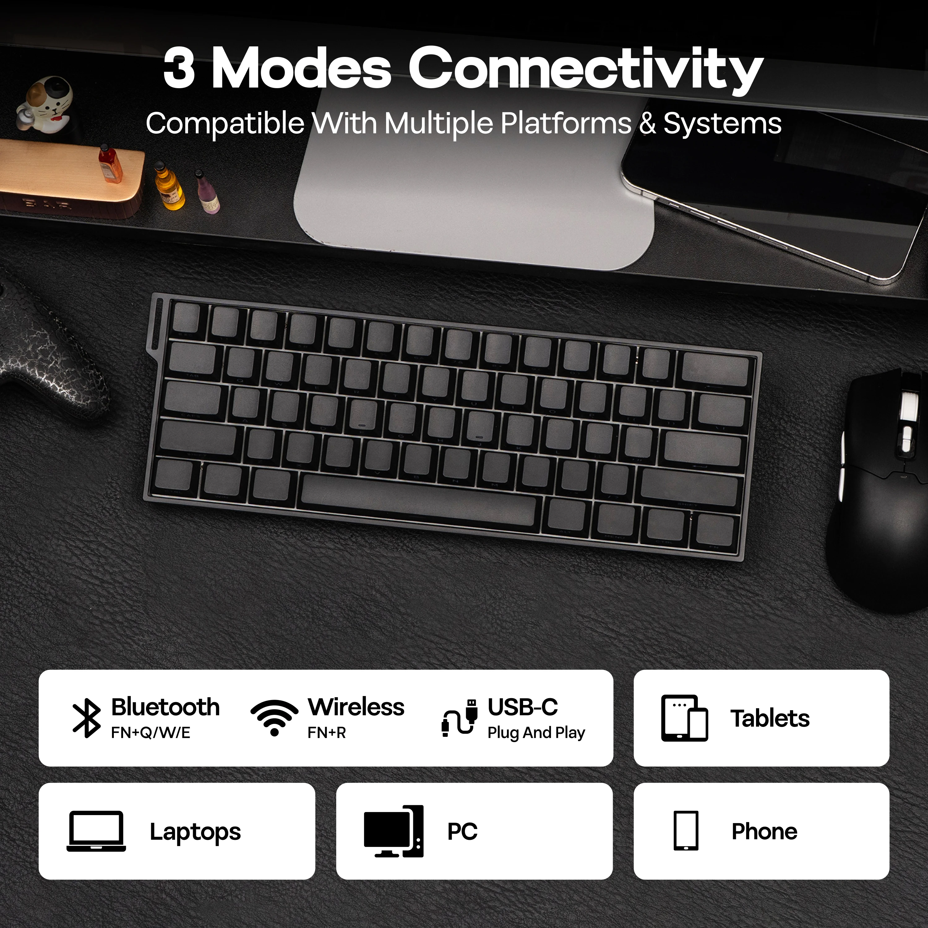 Custom AULA MINI60 HE PRO 60 ANSI US Layout Wired BT 2.4G Wireless Hall Effect Magnetic Gaming Keyboard SOCD DKS 8K Polling Gift