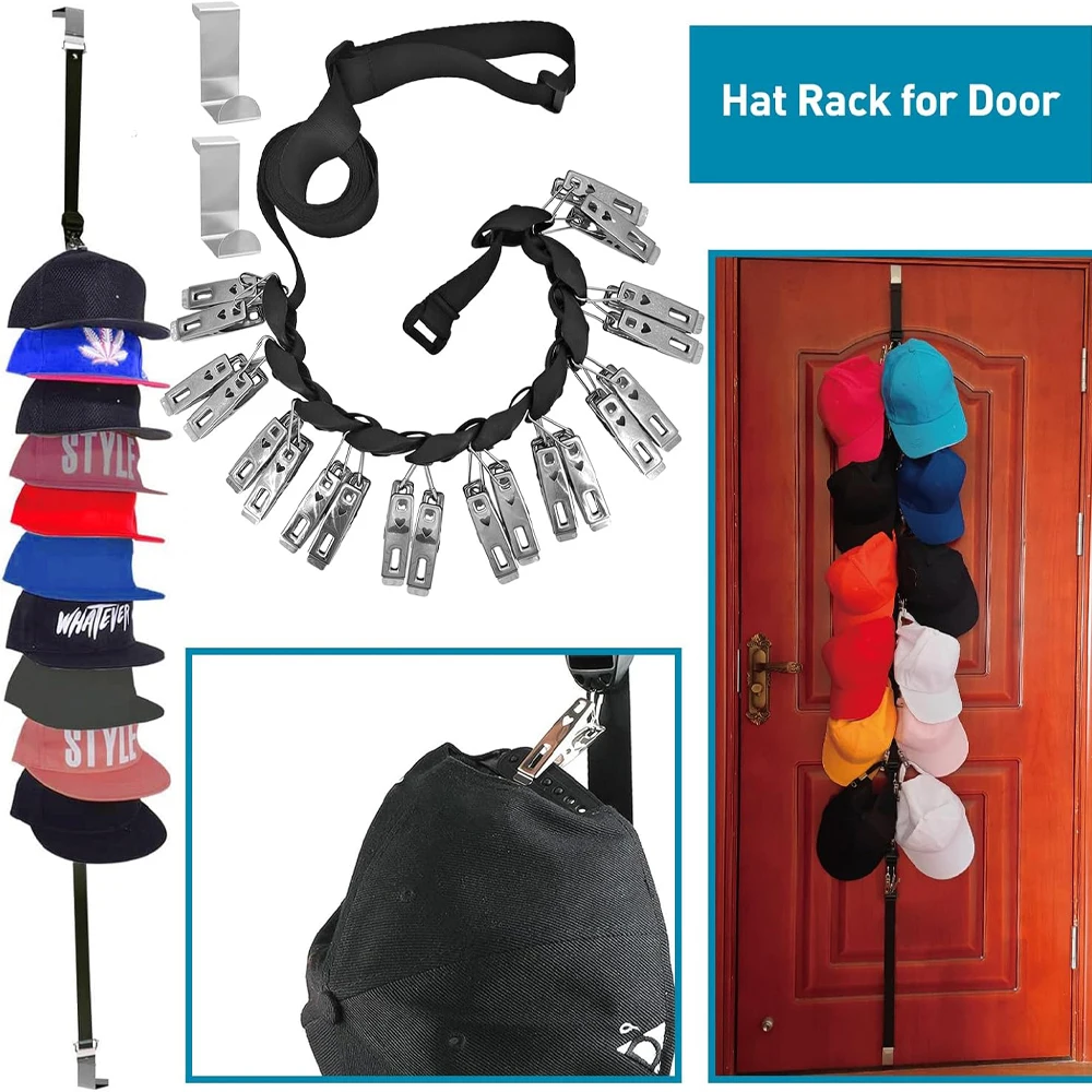 Kappenständer, Aufbewahrungsregal, Hutablage, Aufbewahrungsregal mit Haken, Hutkollektionen, Display hinter der Tür, Aufbewahrung, um Platz zu sparen, Haken zum Aufhängen