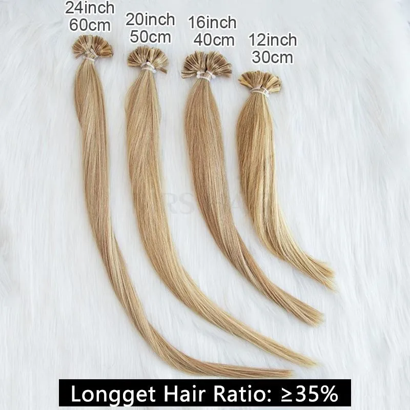 U Tip-Extensions de vrais cheveux humains, blond, naturel, KerBrian Hair, capsules de 1.5cm, 30g, 40g, 50g, 12-24 po, 50 pièces