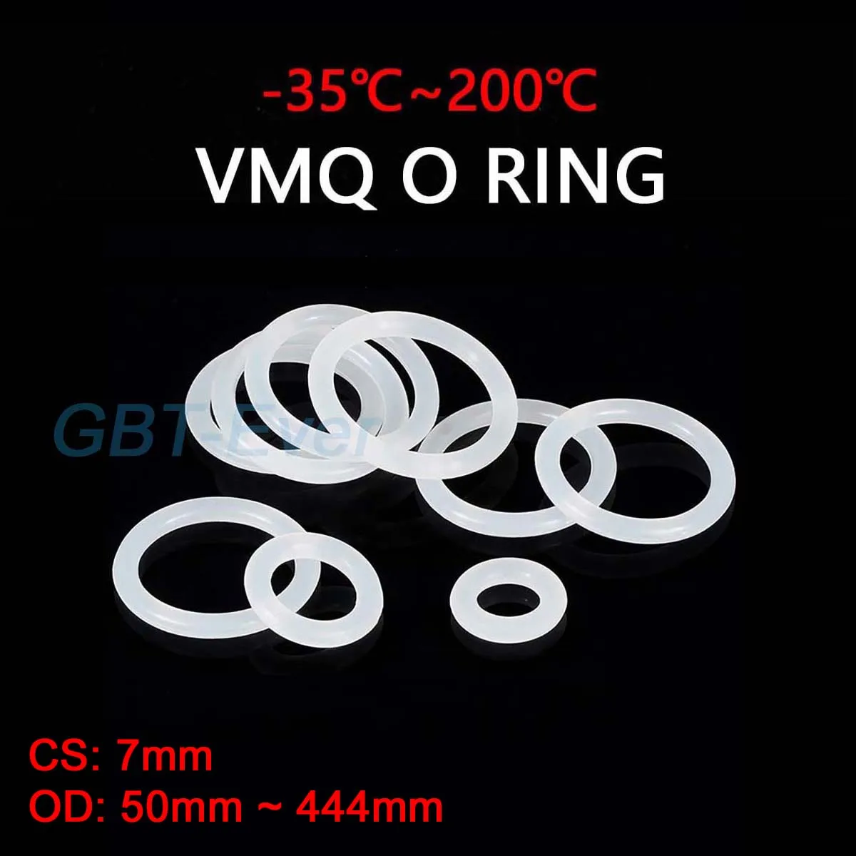 VMQ White Silicone O-Ring Gasket CS 7mm OD 50mm ~ 444mm Silicon O Ring Washer Food Grade Sealing Ring Waterproof & Insulated