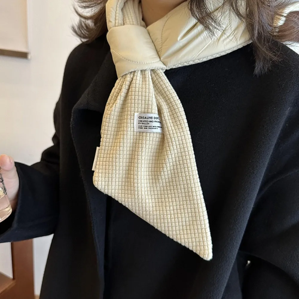Apparel Accessories Keep Warm Cross Feather Scarf Windproof Korean Style Down Neck Scarf Solid Color Padded Thermal Shawl Gift