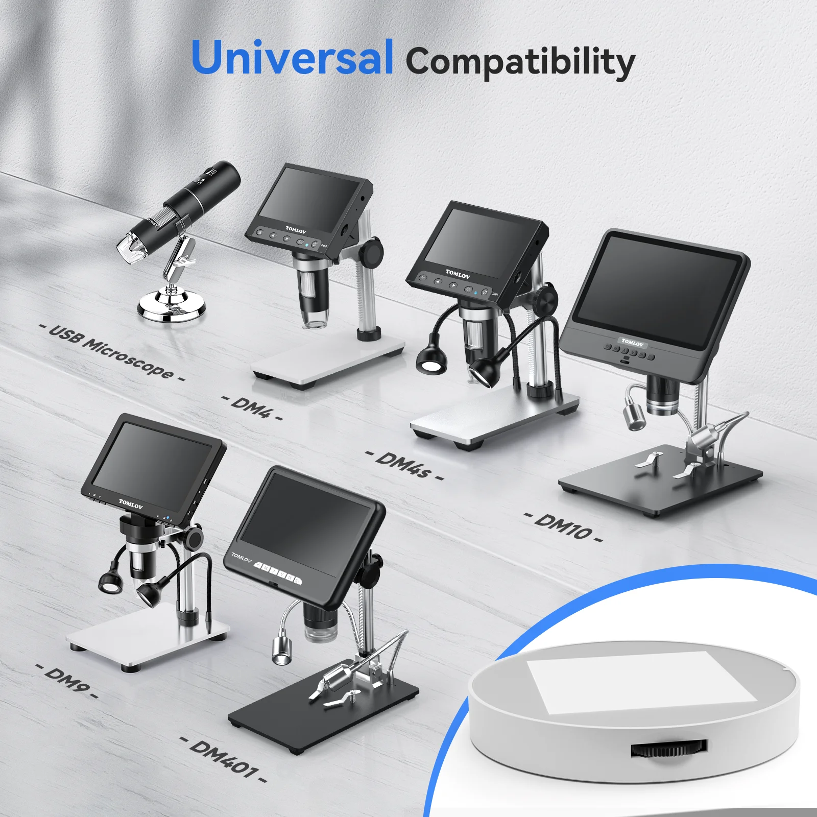 TOMLOV-Support de scène de lumière astronomique pour microscope, éclairage de lampe réglable, lumière LED transmise universelle pour microscope LCD