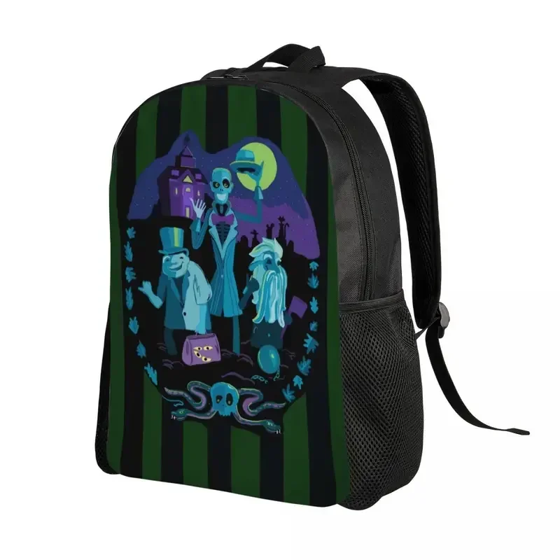 Custom Haunted Mansion Backpacks Men Women Casual Bookbag for College School Halloween Ghost Bags