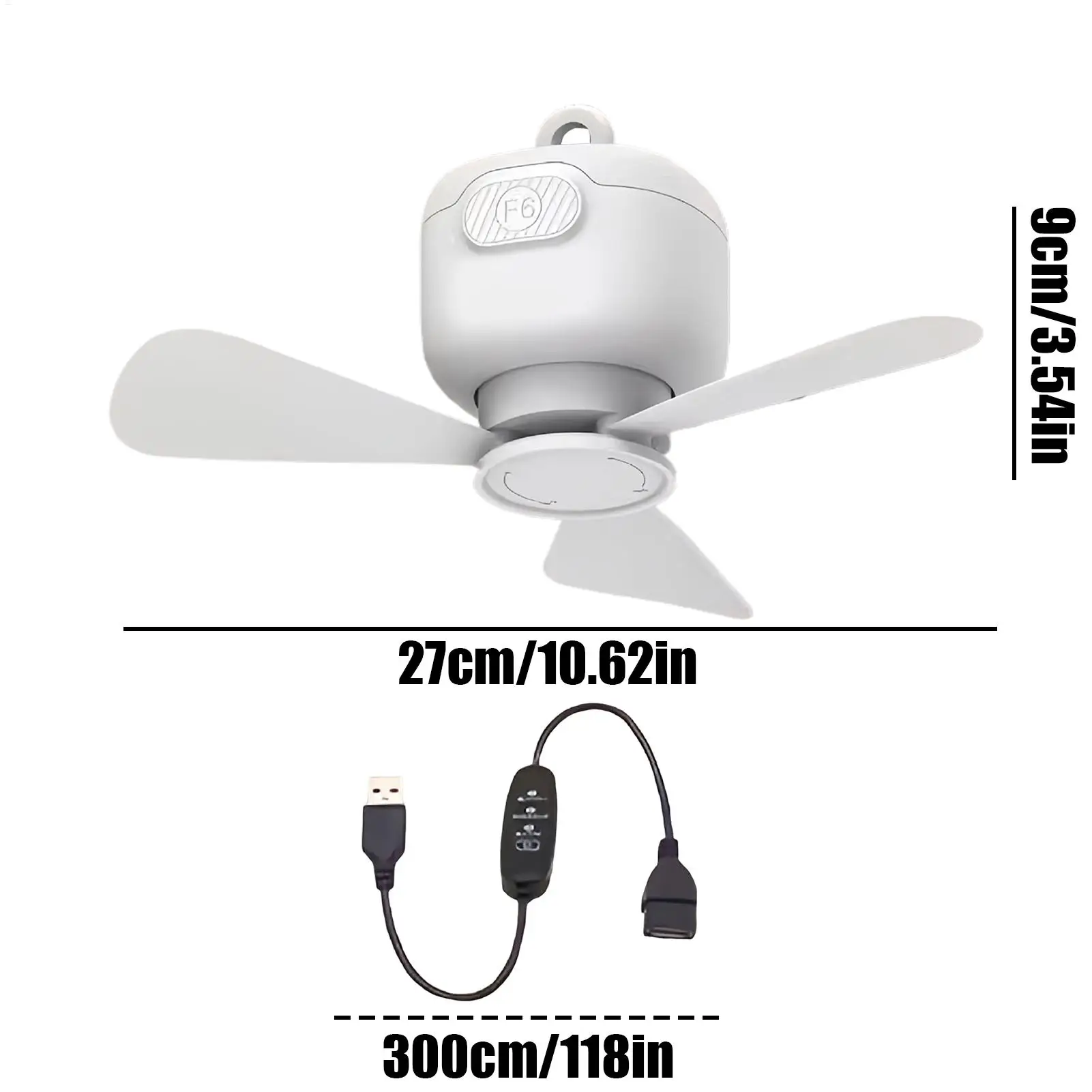 Portable Ceiling Fan Silent Hangable Ventilator 3-Speed Adjustable USB Ceiling Fan For Porch Tent RV Canopy Outdoors Gazebo