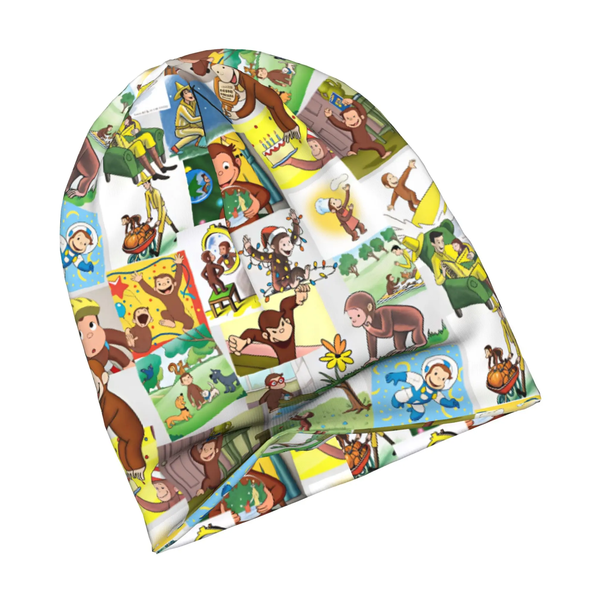 Cartoon C-Curious G-George Funny Monkey Skullies Beanies Caps Unisex Winter Warm Knit Hat Cool Adult Bonnet Hats Outdoor Ski Cap