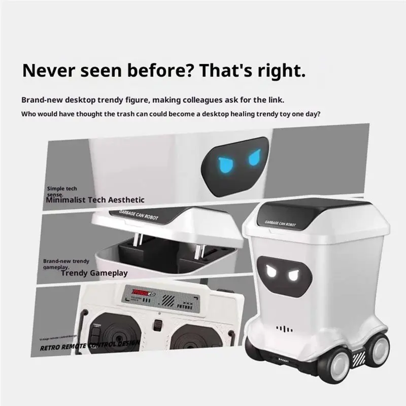Best-Mini Desktop Remote Control Car With Garbage Can Set, Trendy Table Ornament Setup Remote Control Trash Can Included