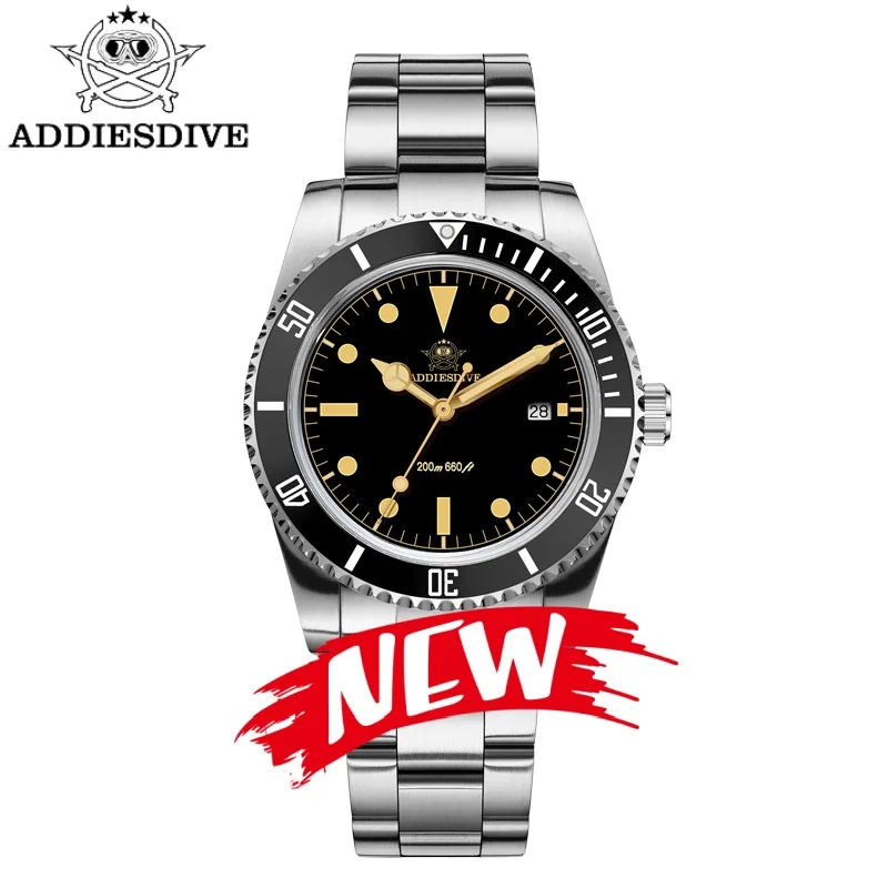 ADDIESDIVE Top Brands Men Watch C3 Super Luminous Bubble Mirror Glass 20Bar Waterproof 316L Stainless Steel Fashion Quartz Watch