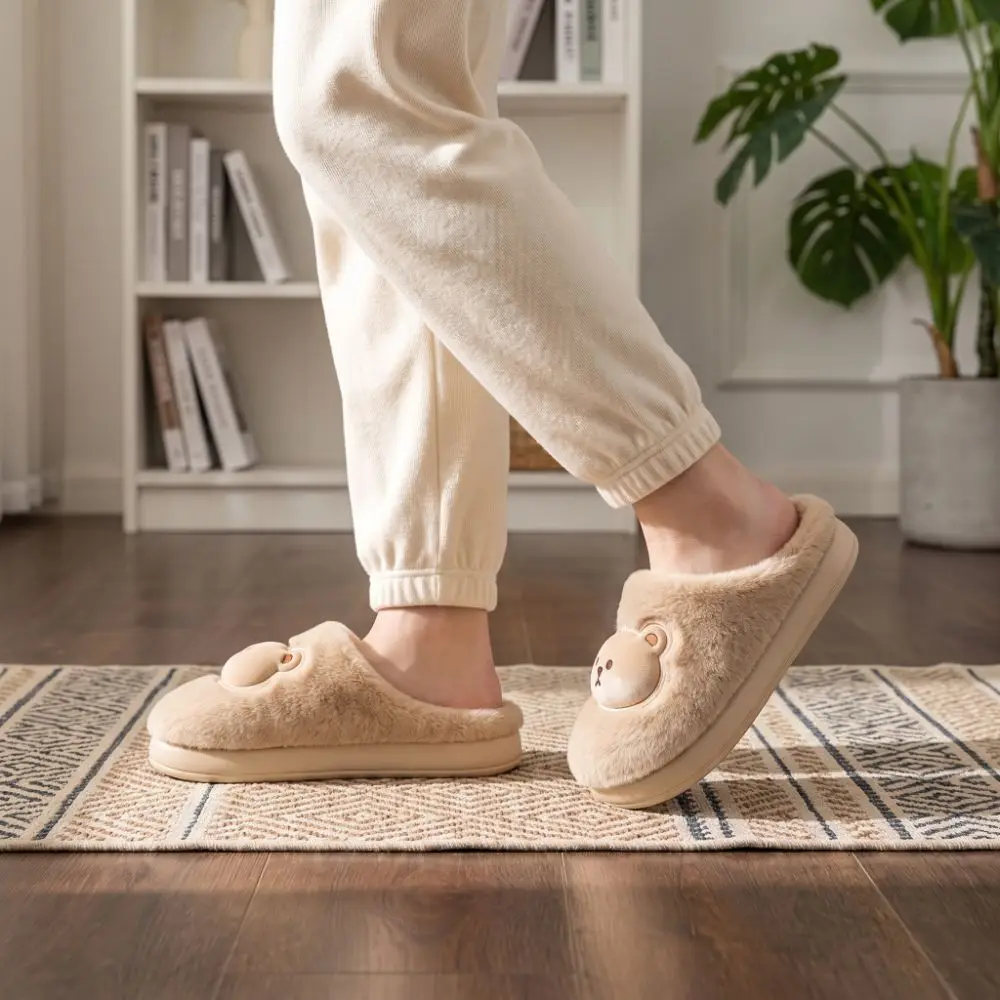 Warm Cartoon Plush Sheep Slippers Fluffy Texture Goat Year Autumn Winter Slippers Lovely Non-Slip Sole Women Men Slipper Bedroom