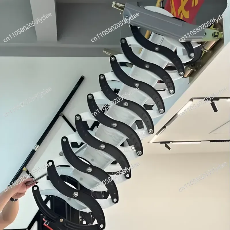 Manual Telescopic Folding Invisible Telescopic Lifting Loft Ladder Indoor and Outdoor Wall-mounted