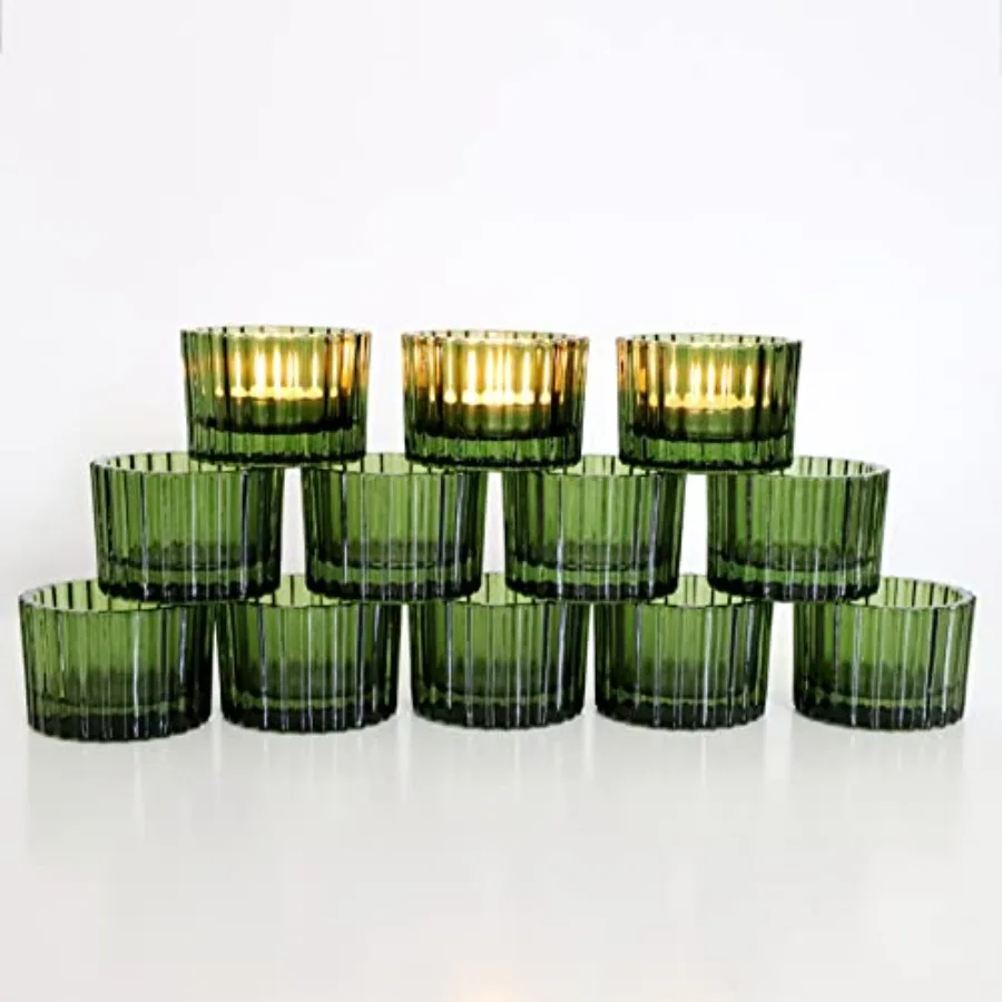 

pcs Tea Lights Candle Holder for Christmas Decorations Ribbed Glass Tealight Candle Holder for Wedding Holiday/Birthday Gifts