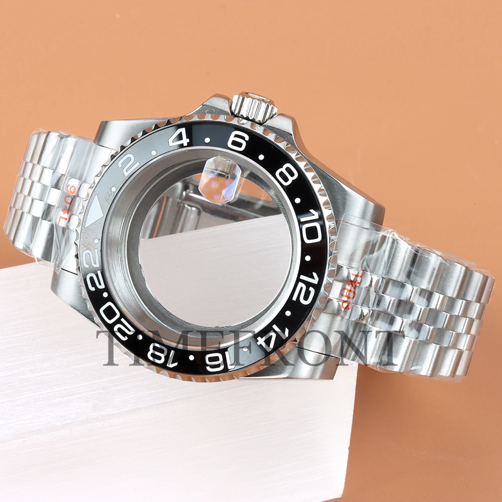 Fit Modified Seiko NH35 40MM Watch Case Classic 24 Hours Ceramic Bezel For GMT NH34 NH35 NH36 NH38 Movement 28.5mm Dial Jubilee image 3