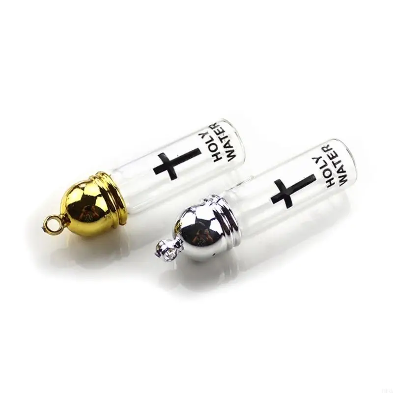 زجاجة ماء مقدس أنيقة من الزجاج، حاوية ماء مقدس بغطاء فضي/ذهبي، مناسبة للمقتنيات الروحية - 5