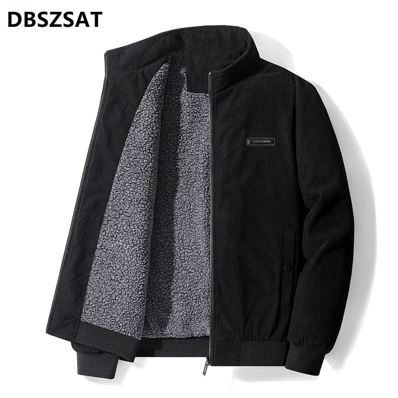 2023  Winter Men\'s Corduroy Jackets Casual Male Outwear Thick Velvet Windbreaker Jackets Mens Fleece Warm Jacket Brand Clothing