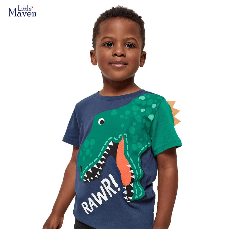 Little maven 2024 ragazzi vestiti estate modello dinosauro feroce T-Shirt per bambini 7 anni bambini ragazzi T Shirt