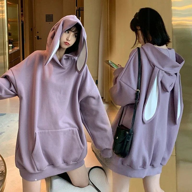 Imagem -03 - Bonito Coelho Hoodie Feminino Swing Camiseta Grande 2023 Casual Manga Longa Pulôver Grávida Plus Dalian Hoodie Roupas Novas