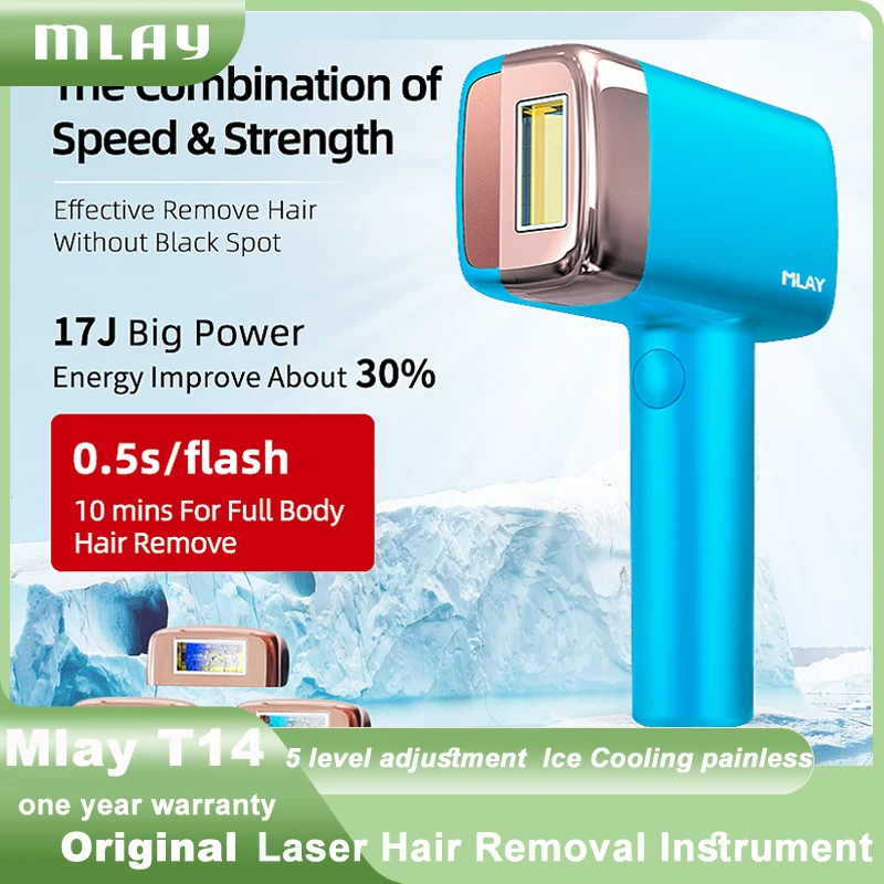 MLAY T14 Laser Hair Removal Device Ice Cooling IPL Laser Epilator Home Use Depilador for Women Replaceable Laser Hair Removal