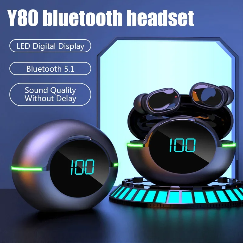 Беспроводные Bluetooth наушники Y80, IPX4 водонепроницаемые наушники с шумоподавлением, Hi-Fi стерео гарнитура для Huawei Oppo Xiaomi
