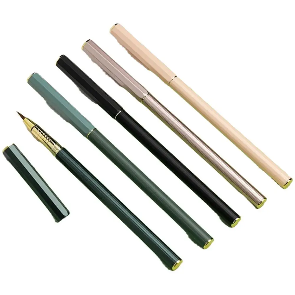 

Soft Morandi Calligraphy Brushes Metal Rod Reusable Regular Script Brush Weasel Hair Practice Calligraphy Pen-type Brush Writing