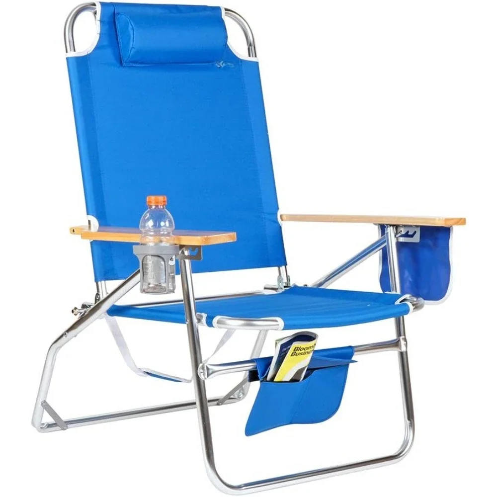 500 Lbs XL Aluminum Heavy Duty Beach Chair for Big & Tall - 4 Reclining Positions Nature Hike Camping Foldable Hiking