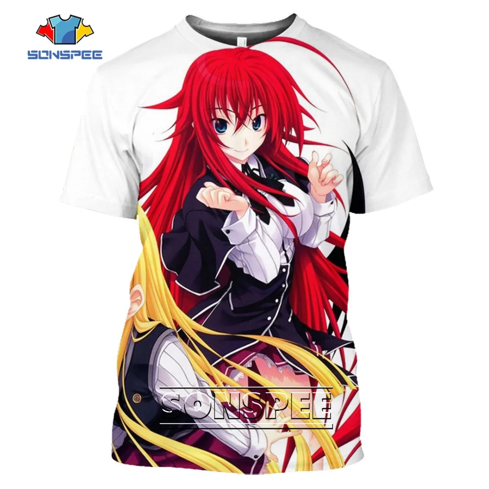 SONSPEE 3D Printed T-shirt Hot Anime High School DxD Hero Garment Summer Cool Harajuku Funny Cartoon Short Sleeve Sportswear