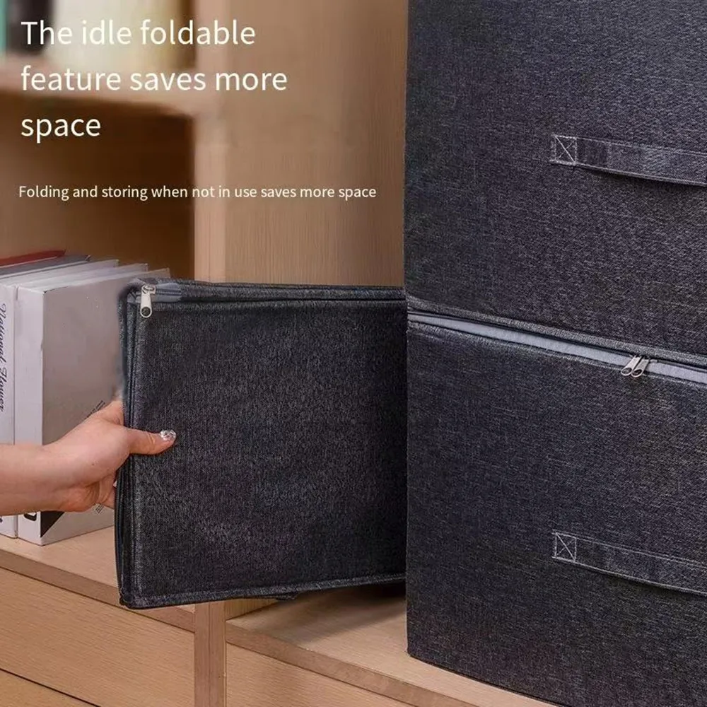 Caja de almacenamiento de cubierta suave para el hogar, caja de almacenamiento plegable de gran capacidad, clasificación de archivos y identificación, caja de almacenamiento portátil