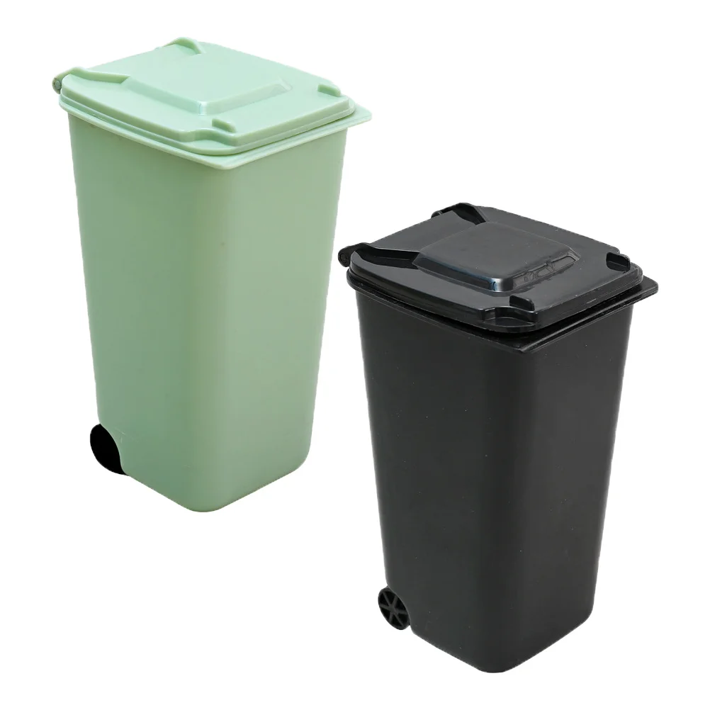 2 Pcs Miniature Trash Can Desktop for Car Office Bucket Automotive Garbage Cans Pp