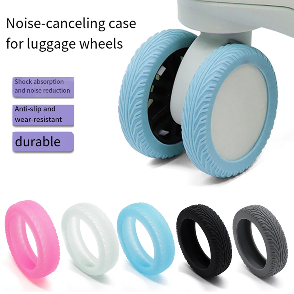 8PCS Silicone Luminous Wheels Protector Reduce Noise Trolley Case Silent Caster Sleeve Travel Suitcase Wheels Protection Cover