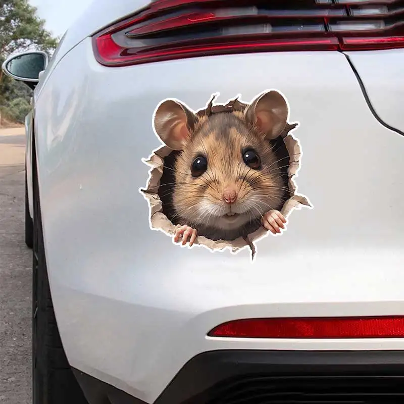 Cute Mouse Through the Wall Car Sticker Waterproof Vinyl Decal on Bumper Rear Window Laptop Self-adhesive  Car Accessories Y893