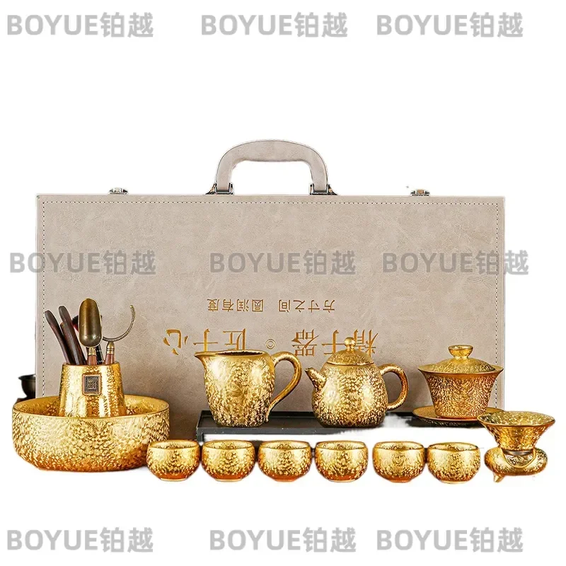 Gilt semi-handmade teapot ceramic single pot household retro household health pot tea maker gold teapot souvenir