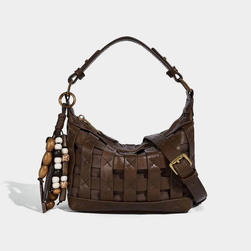 

New PU Leather Woven Women Tote Bag Niche Design Large Capacity Vintage Ladies Commuter Shoulder Bag Famous Brand phone Handbag