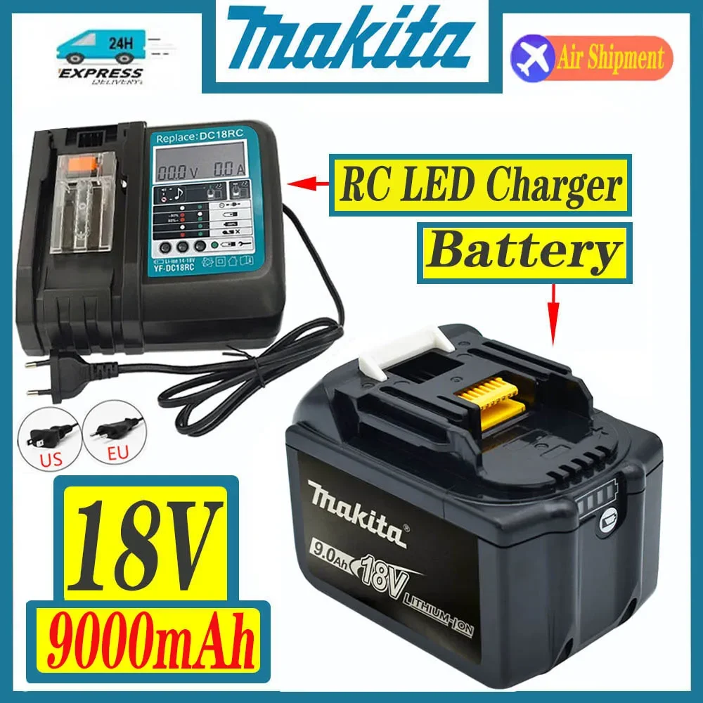 

Rechargeable Power Tool Battery With LED Lithium-ion Battery 100% Original 18V Makita 9.0Ah BL1860B BL1830 BL1850