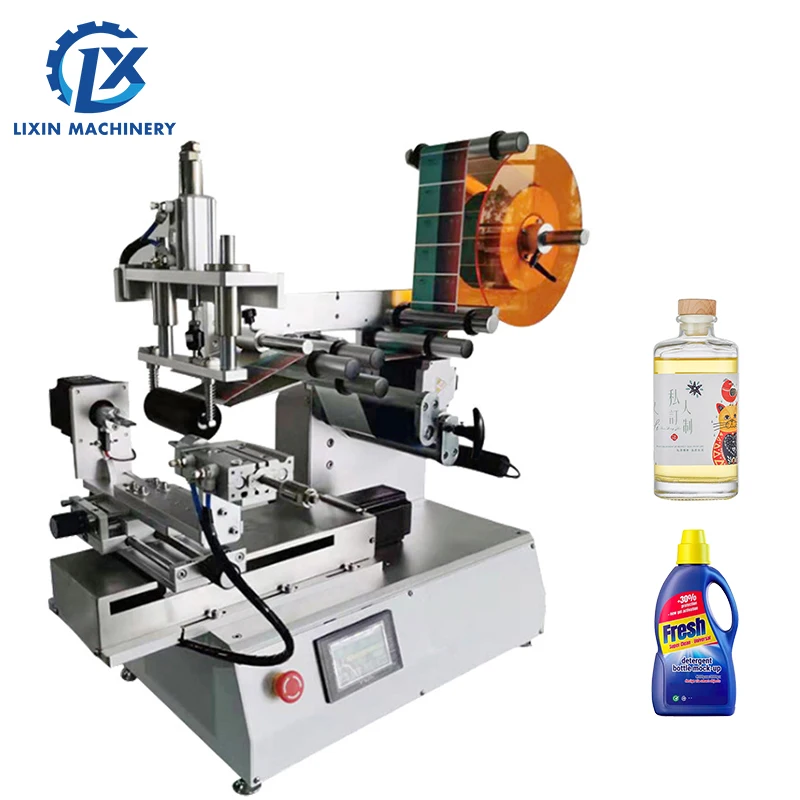 LX-ST700A Desktop Semi-automatic Rolling Rubbing Labeling Machine Flat Round Curved Bottle Label Applicator for Small Business
