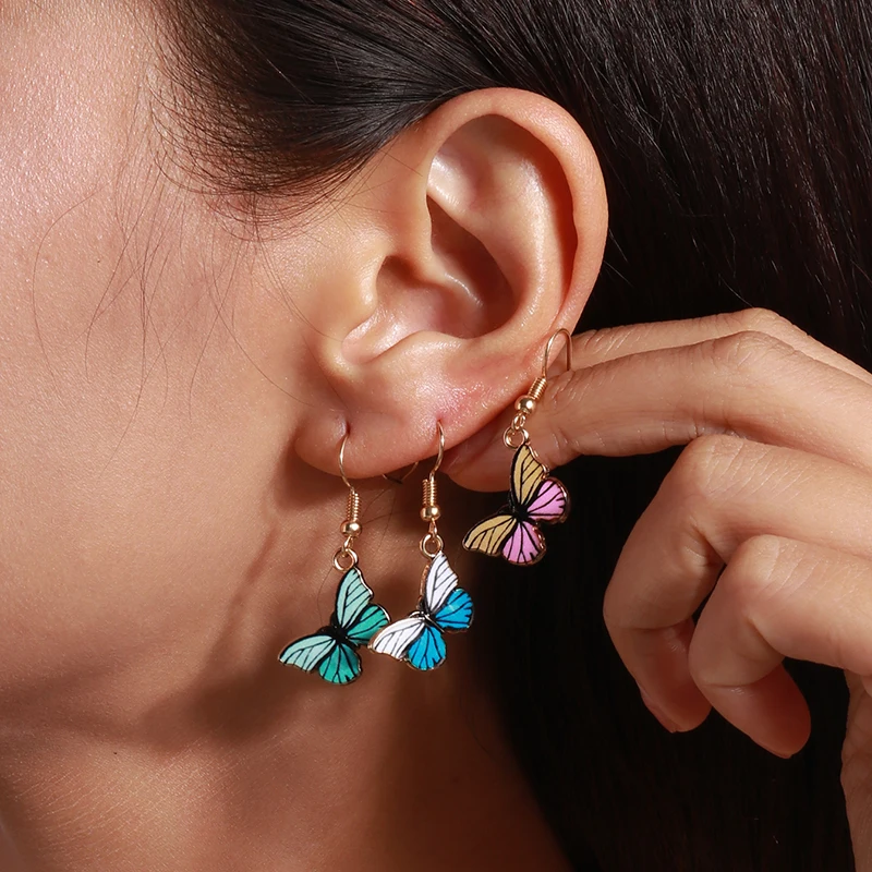 22 Farben Mode bunte Schmetterlings ohrringe für Frauen niedlich baumelnde Frauen Ohrring Halskette Geburtstags feier Geschenke trendy – Detail 26