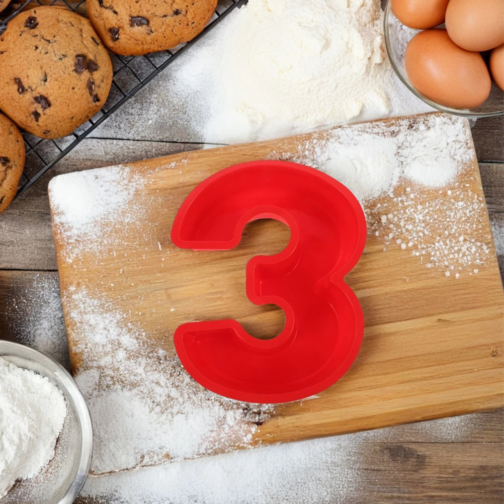 

2pcs Molds Number 3 Flexible Cake For Birthday Wedding Easy Release Waterproof Oven Safe Dessert Tray Pan Household Kitchen Tool