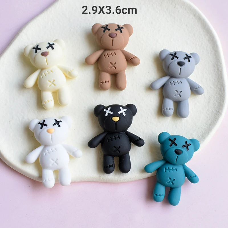 

10pcs Cartoon Bear Resin Flatbacks Kawaii Cabochon Hairbow Embellishments Phone Case Water Cup Patch Decor DIY Accessories