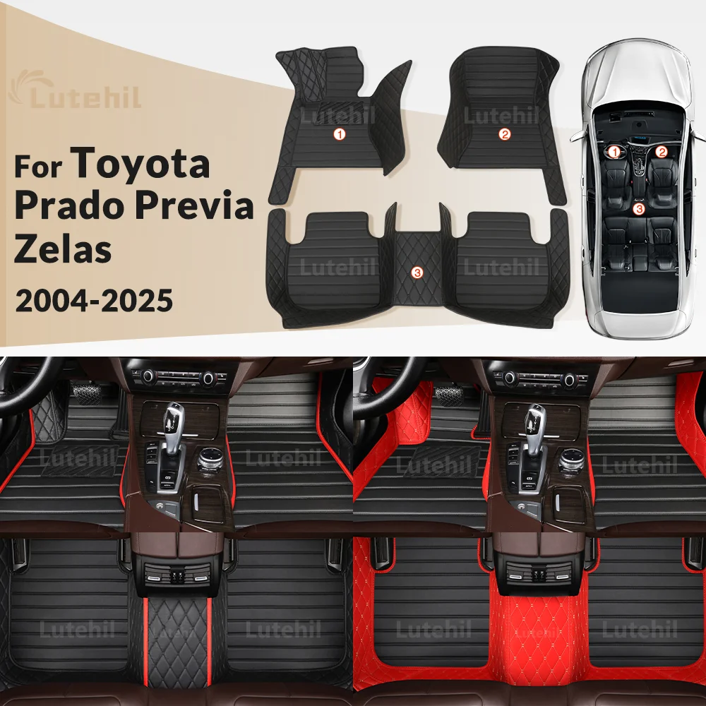 

For Toyota Prado Previa Zelas 2004-2025 Custom Car Floor Mats Automobile Carpet Cover Interior Details Accessories 2024 2023